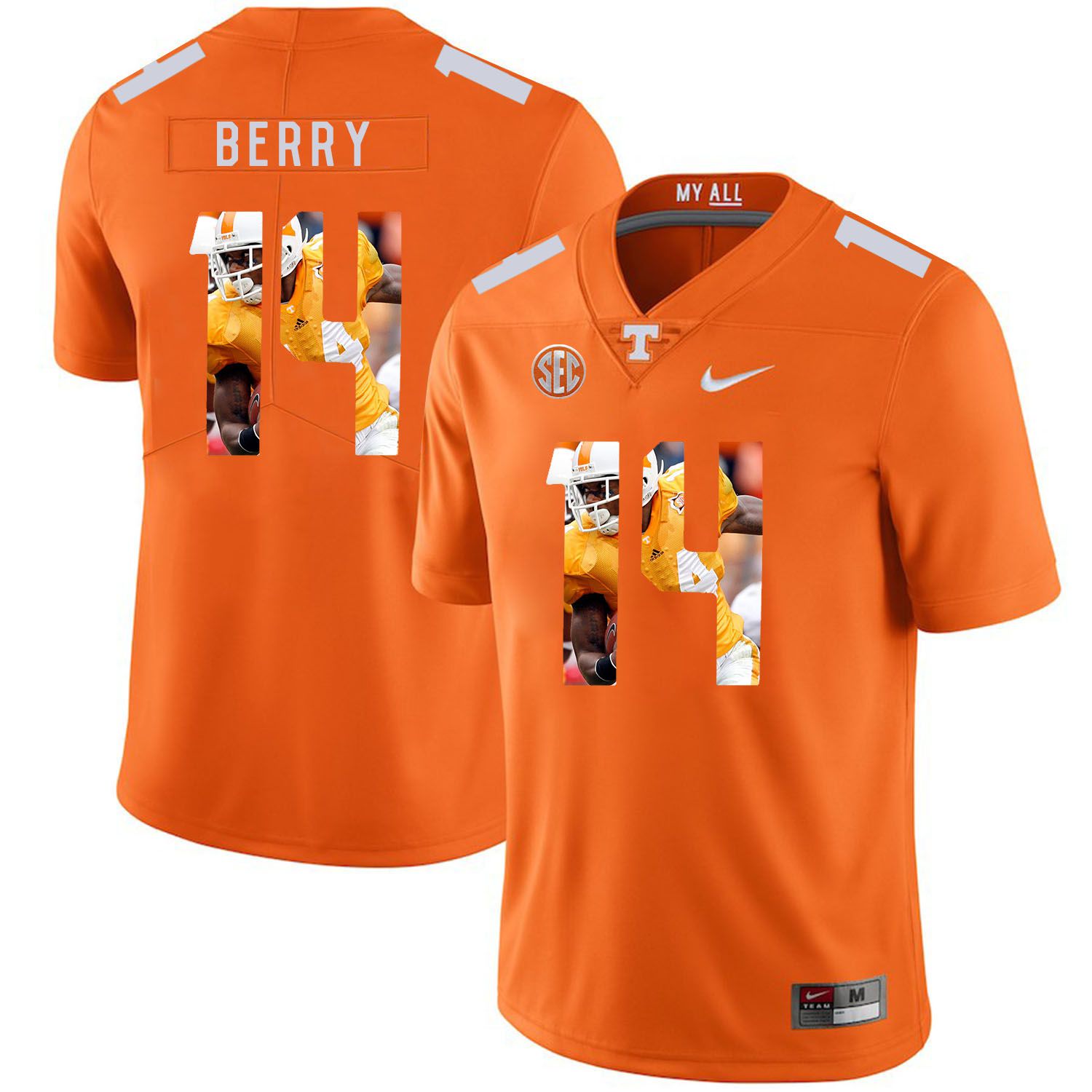 Men Tennessee Volunteers 14 Berry Orange Fashion Edition Customized NCAA Jerseys